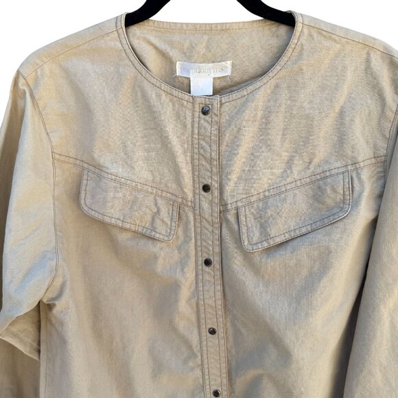Pseudonyms Vintage Womens Long-Sleeve Snap Closure Beige Flap Pockets Jacket L - Picture 3 of 11
